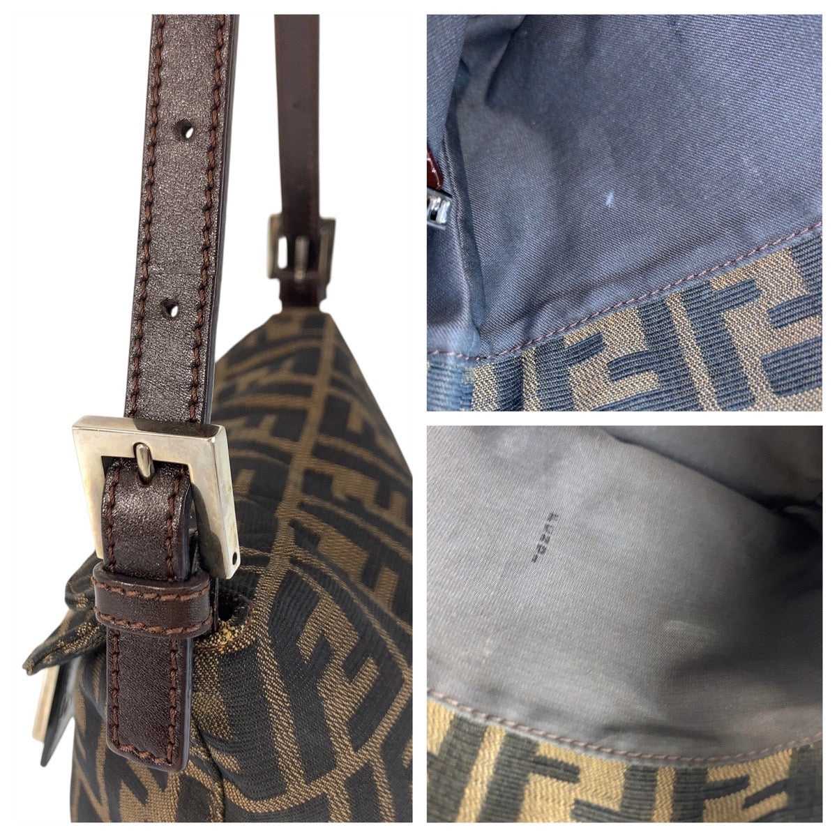17642
FENDI フェンディ ヴィンテージ ズッカ マンマバケット ブラウン シルバー金具 キャンバス / レザー ショルダーバッグ  レディース ABP75