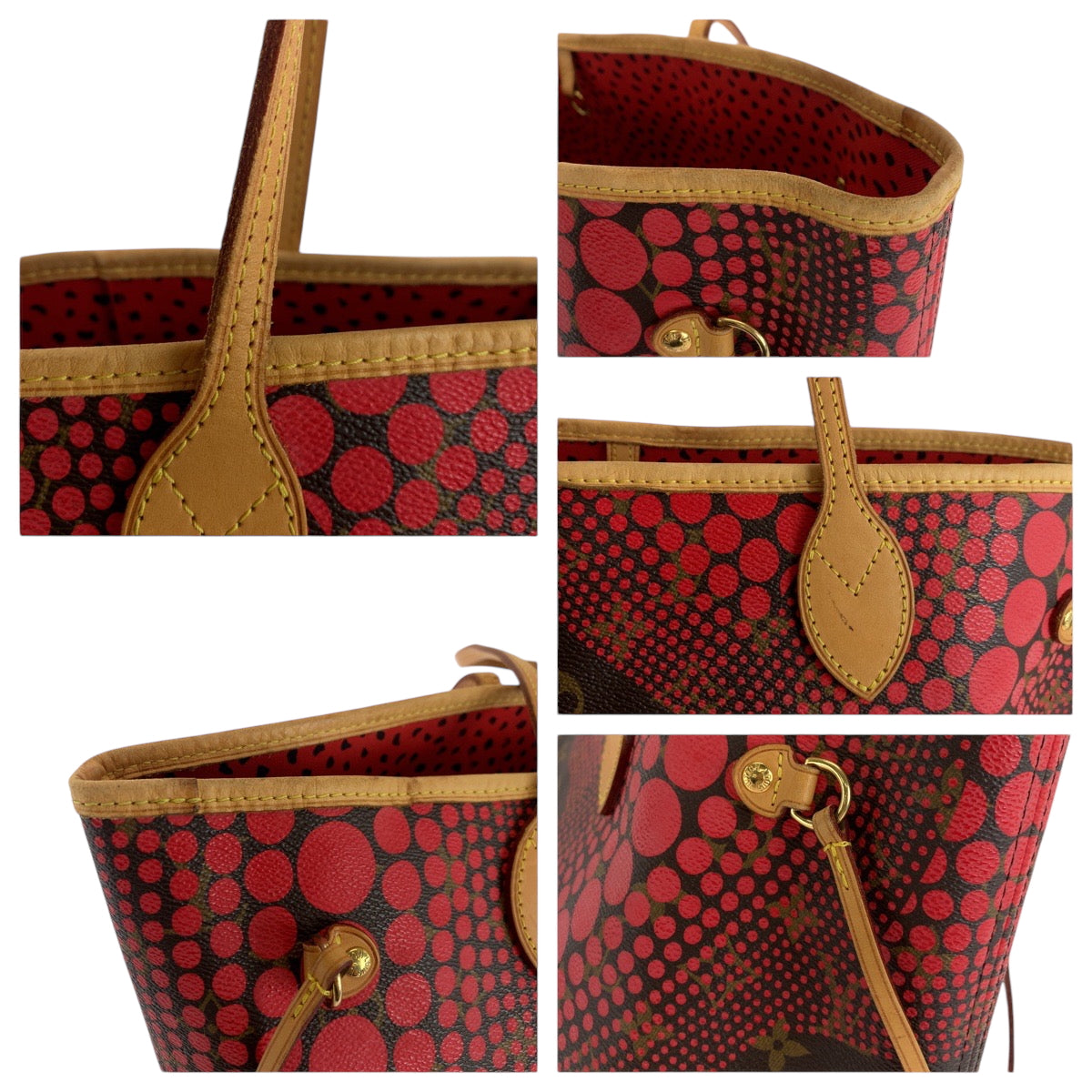 17647
LOUIS VUITTON ルイヴィトン モノグラム ウェーブ 草間彌生コラボ ネヴァーフルMM レッド ブラウン ゴールド金具 PVC M40686 トートバッグ ショルダーバッグ  レディース ABP250