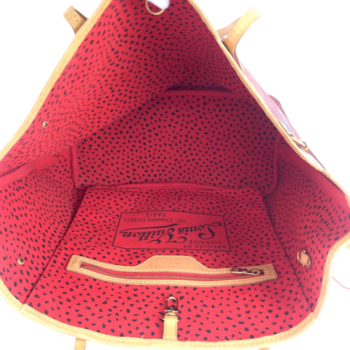 17647
LOUIS VUITTON ルイヴィトン モノグラム ウェーブ 草間彌生コラボ ネヴァーフルMM レッド ブラウン ゴールド金具 PVC M40686 トートバッグ ショルダーバッグ  レディース ABP250