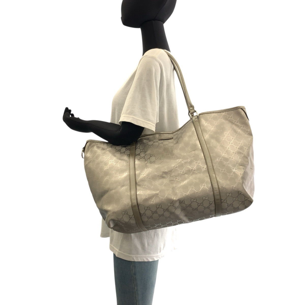 17649
GUCCI グッチ GGインプリメ シルバー PVC 197954 トートバッグ ショルダーバッグ  レディース AB40