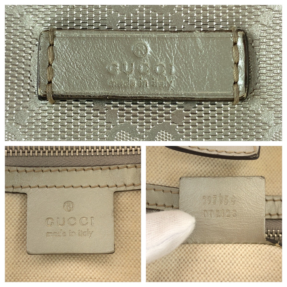 17649
GUCCI グッチ GGインプリメ シルバー PVC 197954 トートバッグ ショルダーバッグ  レディース AB40