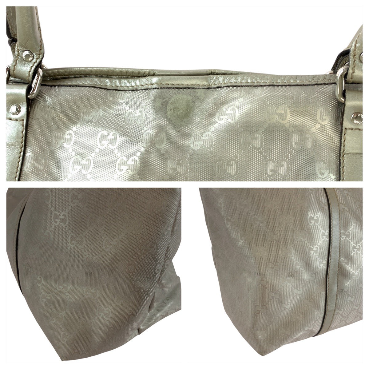 17649
GUCCI グッチ GGインプリメ シルバー PVC 197954 トートバッグ ショルダーバッグ レディース AB40