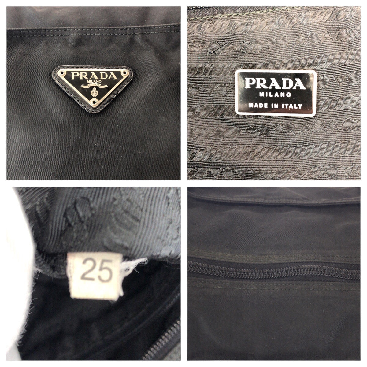 17651
PRADA プラダ テスート 三角ロゴプレート ブラック 黒 シルバー金具 ナイロン ショルダーバッグ ハンドバッグ 男女兼用  レディース AB39