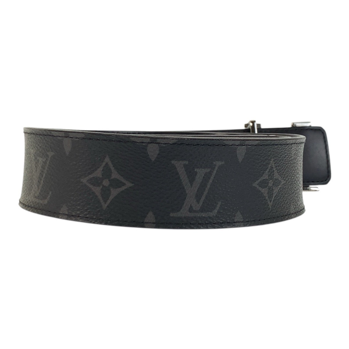 17653
LOUIS VUITTON ルイヴィトン モノグラム エクリプス サンチュールLVイニシャル 105cm/42インチ ブラック 黒 シルバー金具 PVC / レザー M9043 ベルト  メンズ AB40