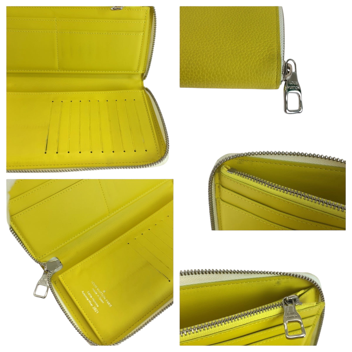 17655
LOUIS VUITTON ルイヴィトン エブリデイLV ジッピーウォレット ヴェルティカル イエロー ホワイト シルバー金具 レザー M80852 長財布 ラウンドファスナー  メンズ ABP50