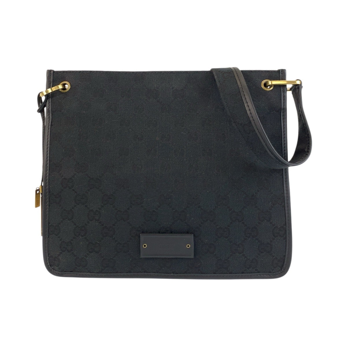 17659
GUCCI グッチ ブラック 黒 ゴールド金具 GGキャンバス / レザー 91762 ショルダーバッグ ポシェット レディース ABP40