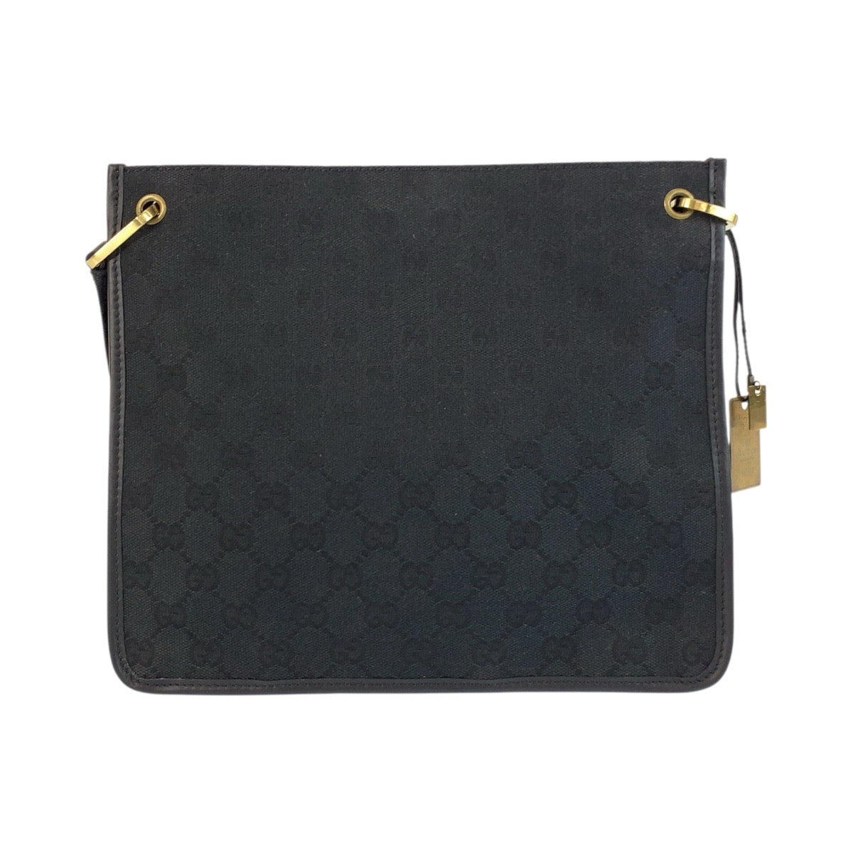 17659
GUCCI グッチ ブラック 黒 ゴールド金具 GGキャンバス / レザー 91762 ショルダーバッグ ポシェット  レディース ABP40