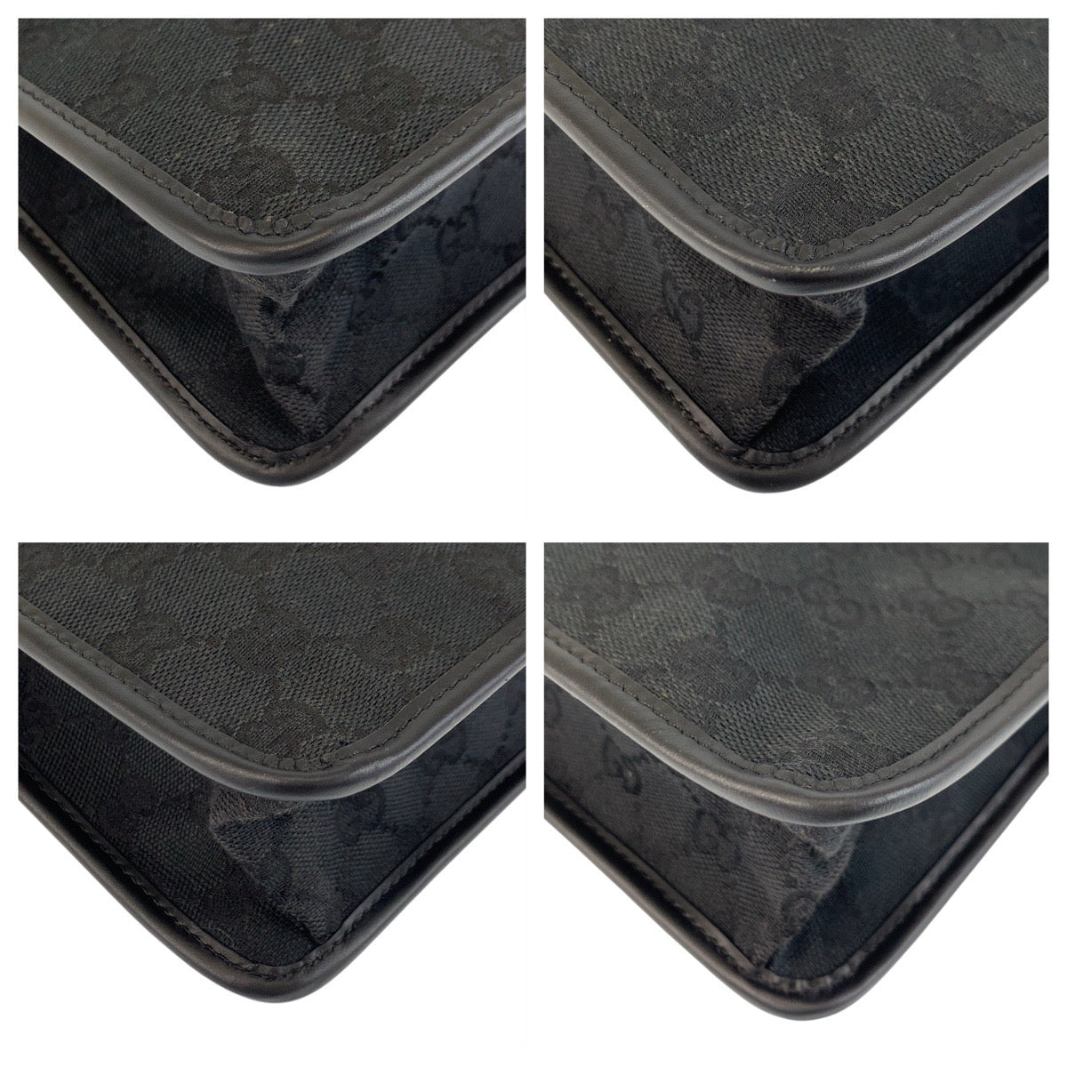 17659
GUCCI グッチ ブラック 黒 ゴールド金具 GGキャンバス / レザー 91762 ショルダーバッグ ポシェット  レディース ABP40