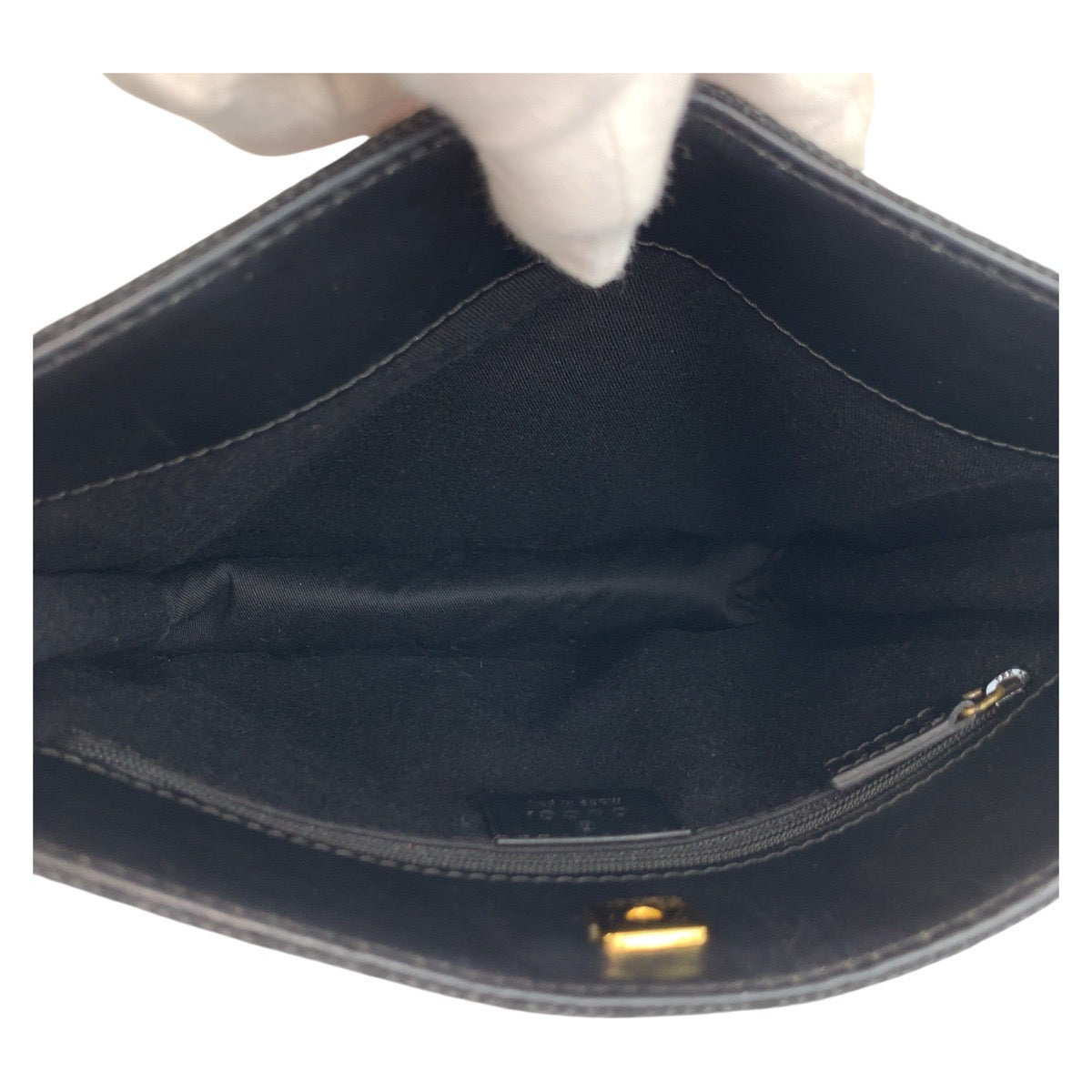 17659
GUCCI グッチ ブラック 黒 ゴールド金具 GGキャンバス / レザー 91762 ショルダーバッグ ポシェット  レディース ABP40