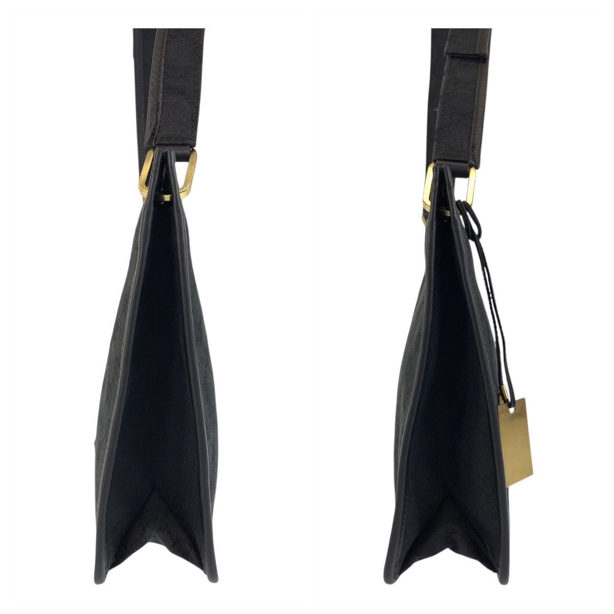 17659
GUCCI グッチ ブラック 黒 ゴールド金具 GGキャンバス / レザー 91762 ショルダーバッグ ポシェット  レディース ABP40