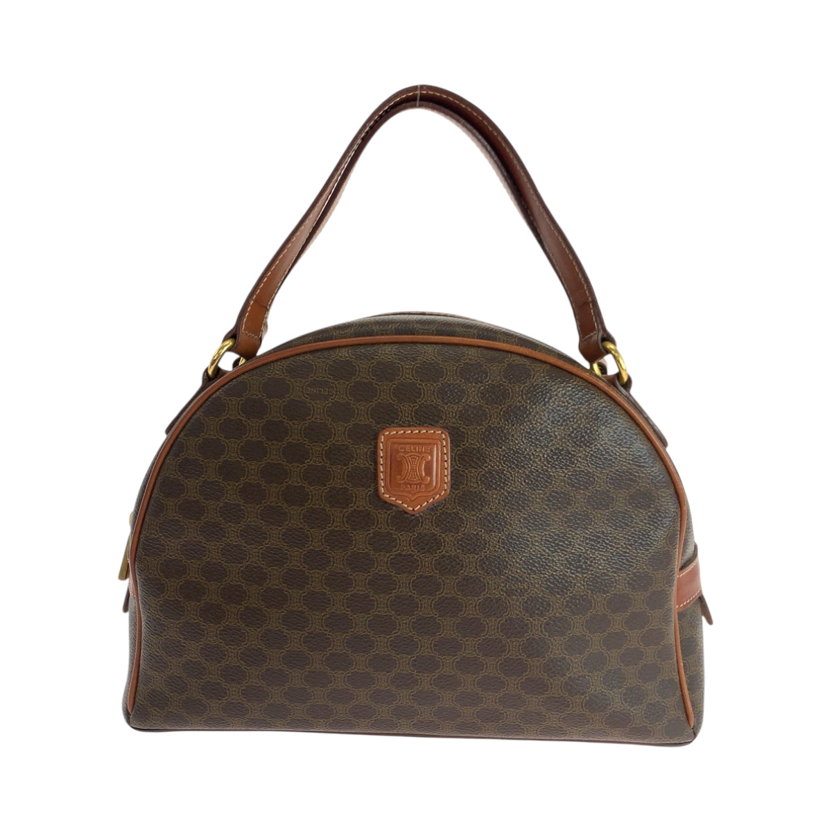 17661
CELINE セリーヌ マカダム ブラウン ゴールド金具 PVC / レザー ハンドバッグ バニティバッグ ミニボストンバッグ  レディース ABP40