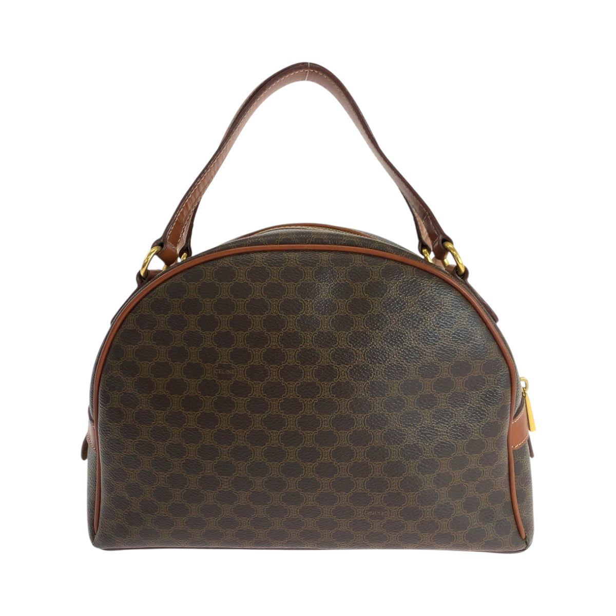 17661
CELINE セリーヌ マカダム ブラウン ゴールド金具 PVC / レザー ハンドバッグ バニティバッグ ミニボストンバッグ  レディース ABP40