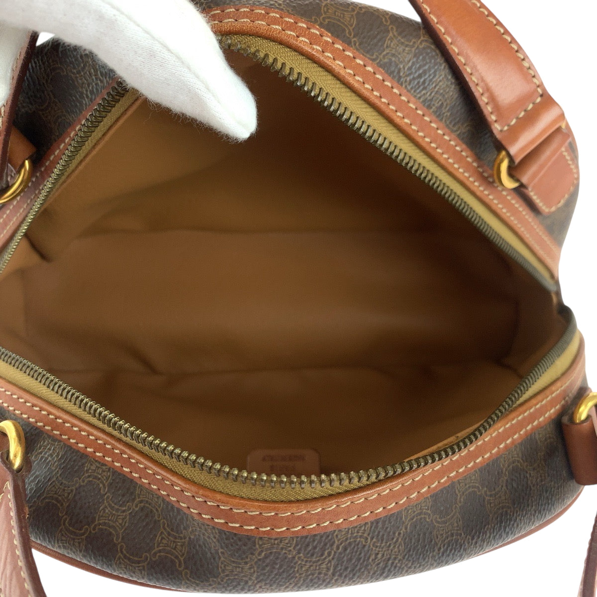17661
CELINE セリーヌ マカダム ブラウン ゴールド金具 PVC / レザー ハンドバッグ バニティバッグ ミニボストンバッグ  レディース ABP40