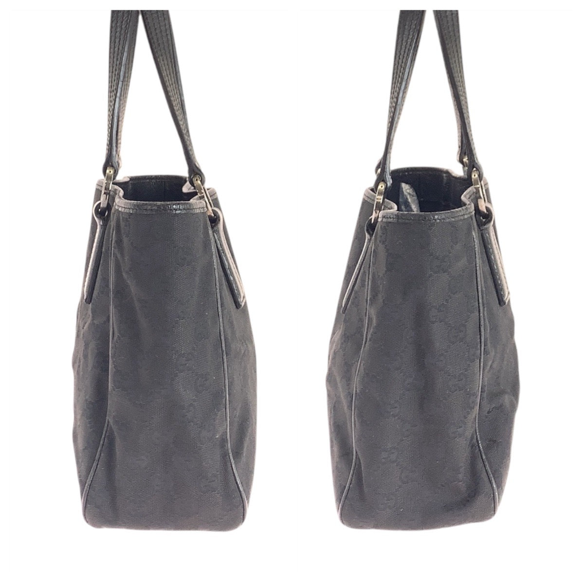 17662
GUCCI グッチ ブラック 黒 シルバー金具 GGキャンバス / レザー 113019 トートバッグ ショルダーバッグ  レディース AB34