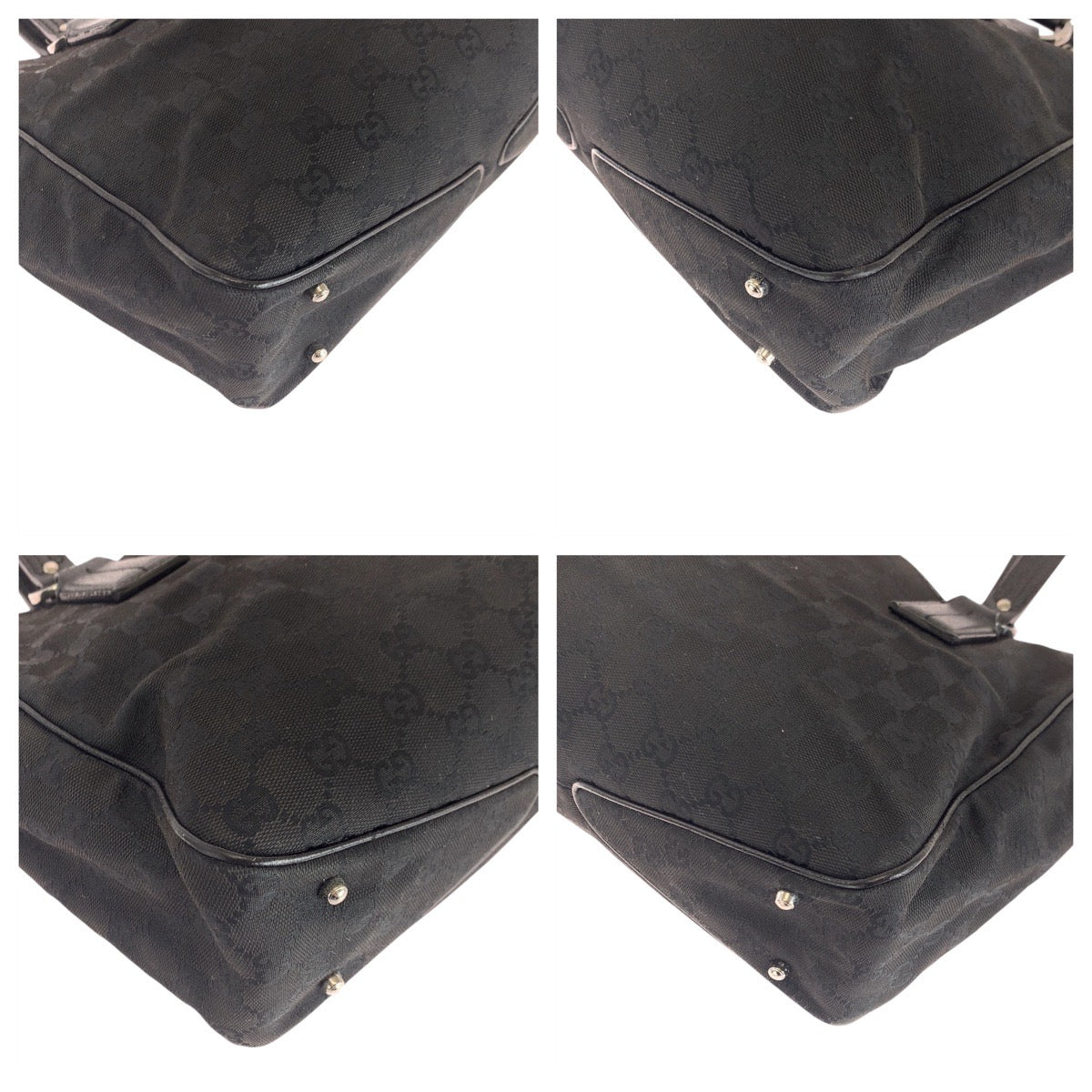 17662
GUCCI グッチ ブラック 黒 シルバー金具 GGキャンバス / レザー 113019 トートバッグ ショルダーバッグ  レディース AB34