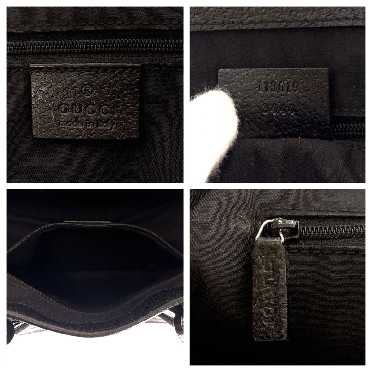 17662
GUCCI グッチ ブラック 黒 シルバー金具 GGキャンバス / レザー 113019 トートバッグ ショルダーバッグ  レディース AB34