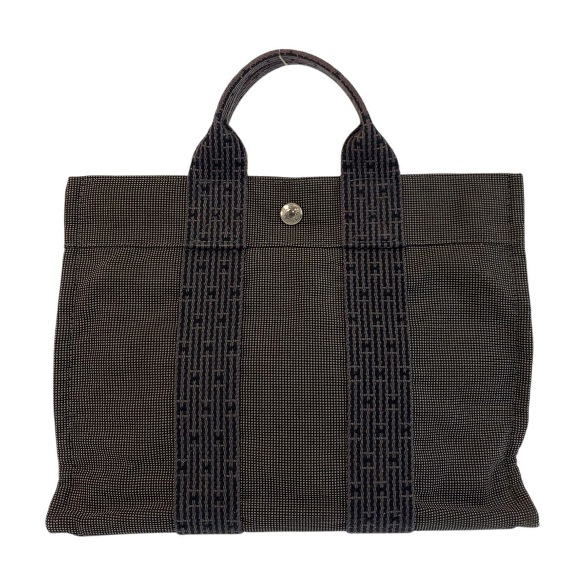17663
HERMES エルメス エールラインPM グレー シルバー金具 キャンバス トートバッグ ハンドバッグ  レディース