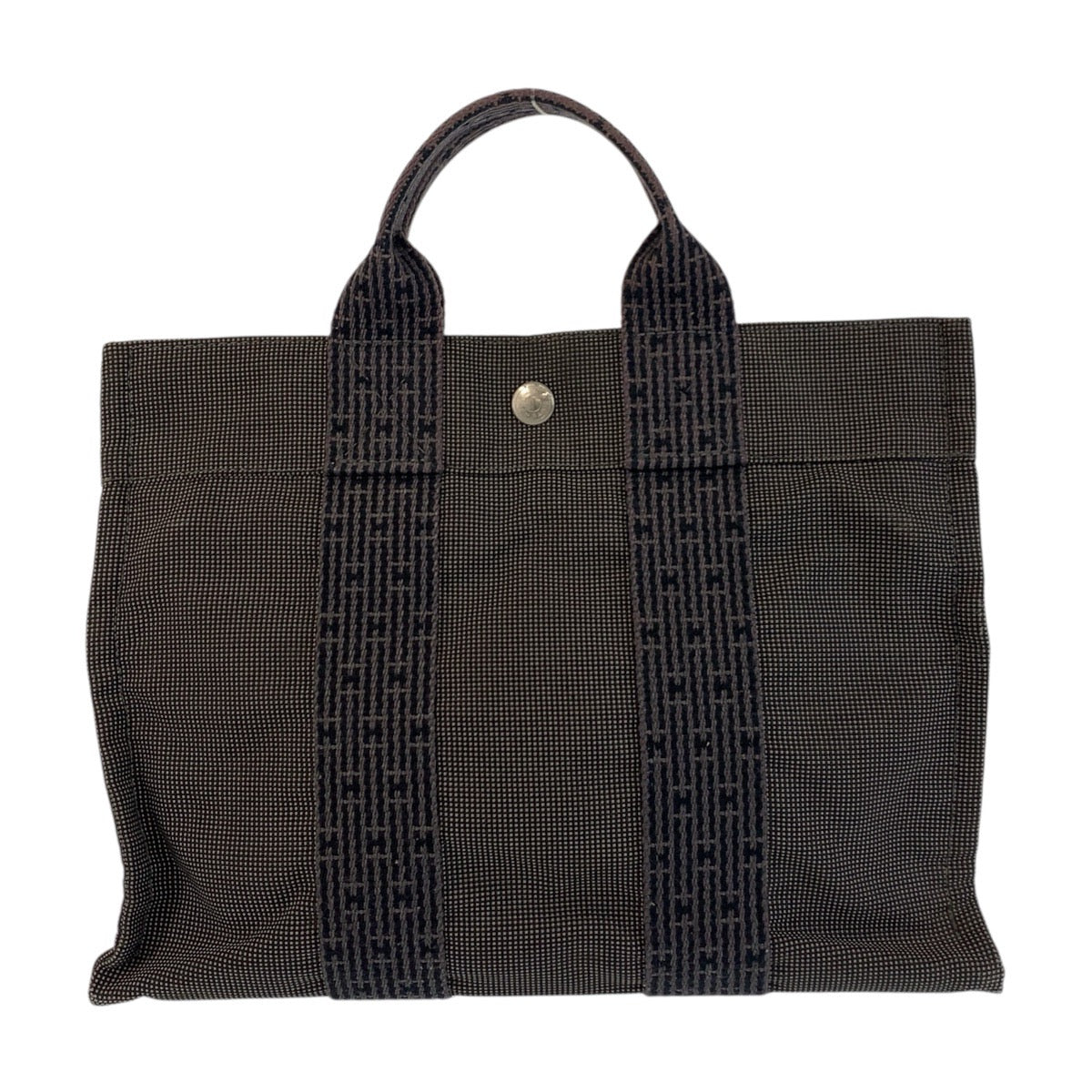 17663
HERMES エルメス エールラインPM グレー シルバー金具 キャンバス トートバッグ ハンドバッグ  レディース