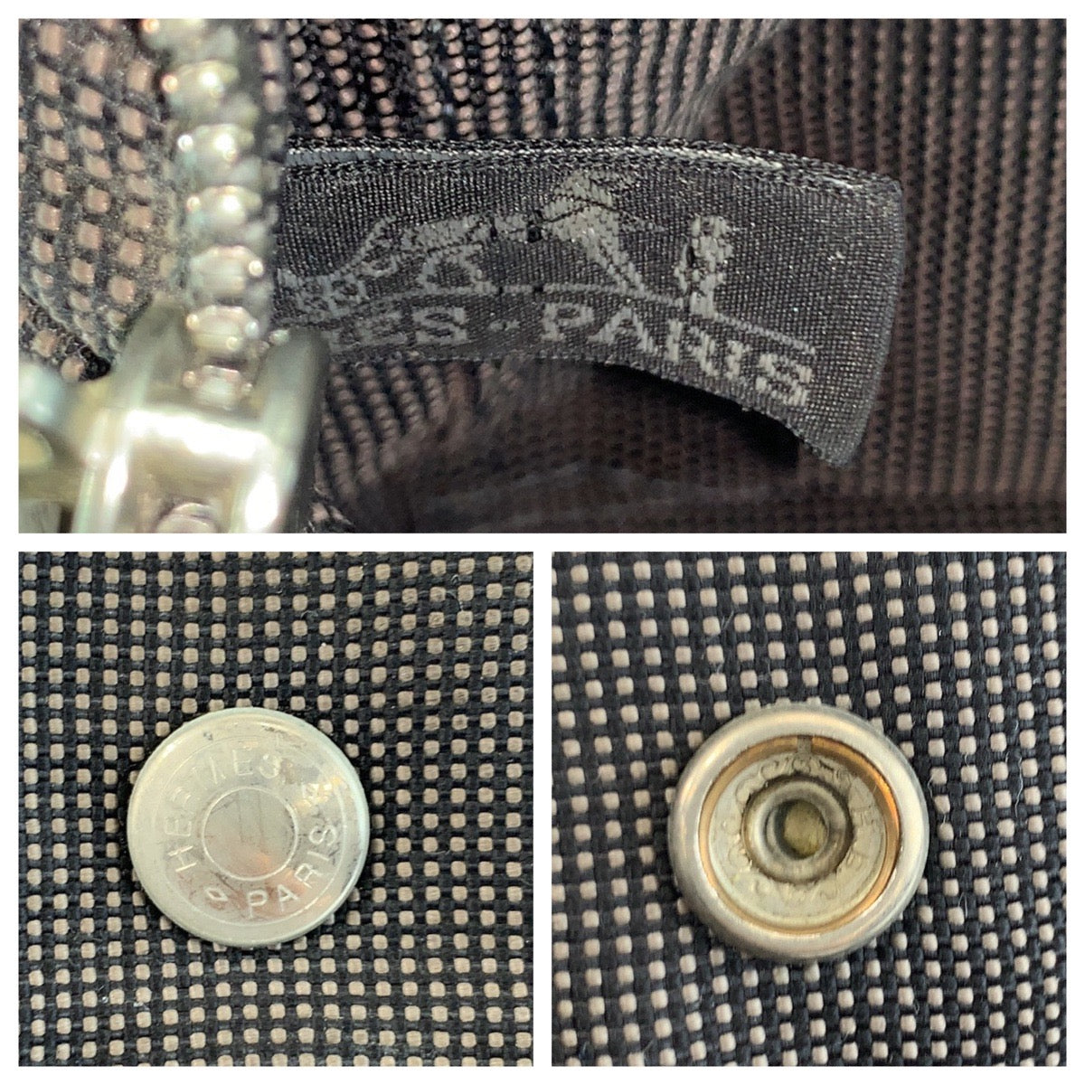 17663
HERMES エルメス エールラインPM グレー シルバー金具 キャンバス トートバッグ ハンドバッグ  レディース