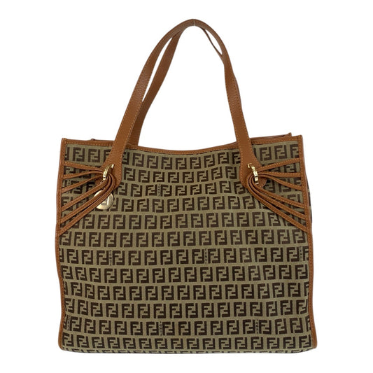 17664
FENDI フェンディ ズッキーノ ブラウン ゴールド金具 キャンバス / レザー 8BH153 トートバッグ ショルダーバッグ  レディース AB45