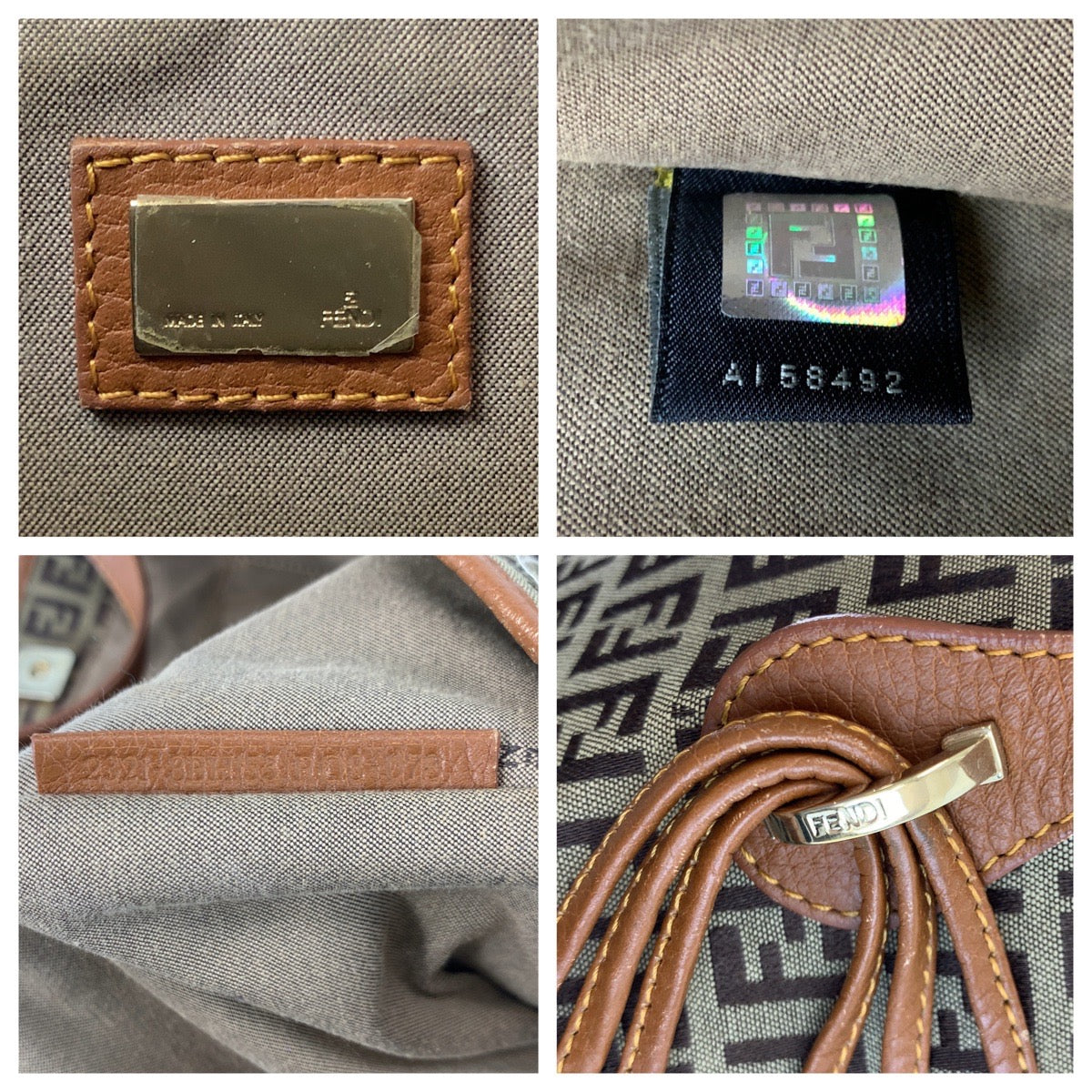 17664
FENDI フェンディ ズッキーノ ブラウン ゴールド金具 キャンバス / レザー 8BH153 トートバッグ ショルダーバッグ  レディース AB45