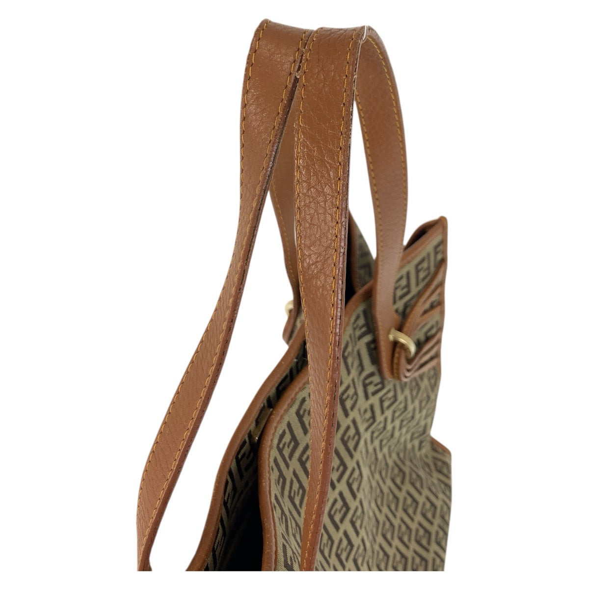 17664
FENDI フェンディ ズッキーノ ブラウン ゴールド金具 キャンバス / レザー 8BH153 トートバッグ ショルダーバッグ  レディース AB45