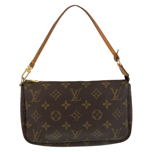 17665
LOUIS VUITTON ルイヴィトン モノグラム ポシェット アクセソワール ブラウン ゴールド金具 PVC / レザー M51980 ハンドバッグ アクセサリーポーチ レディース AB54