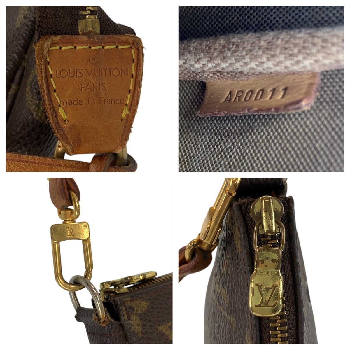 17665
LOUIS VUITTON ルイヴィトン モノグラム ポシェット アクセソワール ブラウン ゴールド金具 PVC / レザー M51980 ハンドバッグ アクセサリーポーチ レディース AB54