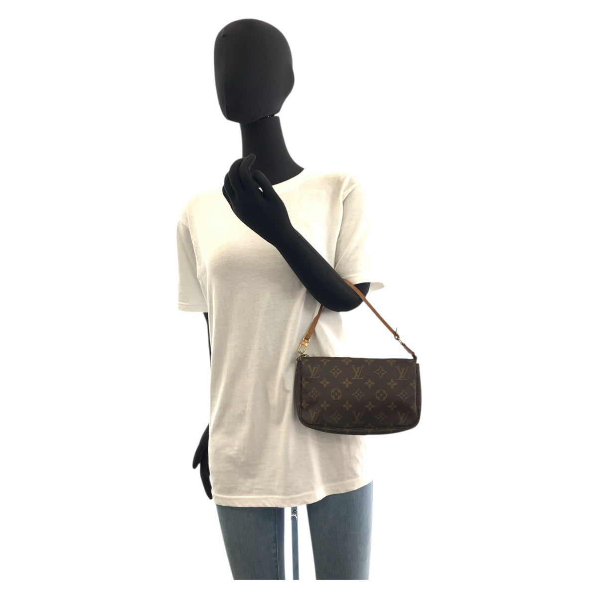 17665
LOUIS VUITTON ルイヴィトン モノグラム ポシェット アクセソワール ブラウン ゴールド金具 PVC / レザー M51980 ハンドバッグ アクセサリーポーチ レディース AB54