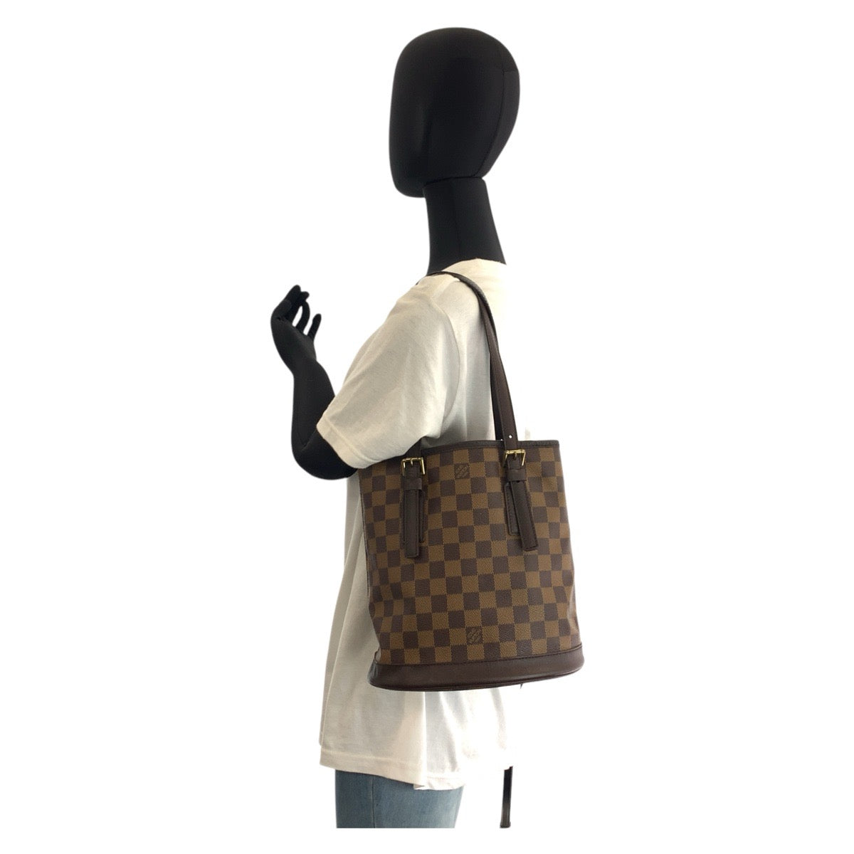 17666
LOUIS VUITTON ルイヴィトン ダミエ マレ ブラウン ゴールド金具 PVC / レザー N42240 トートバッグ ショルダーバッグ レディース AB43