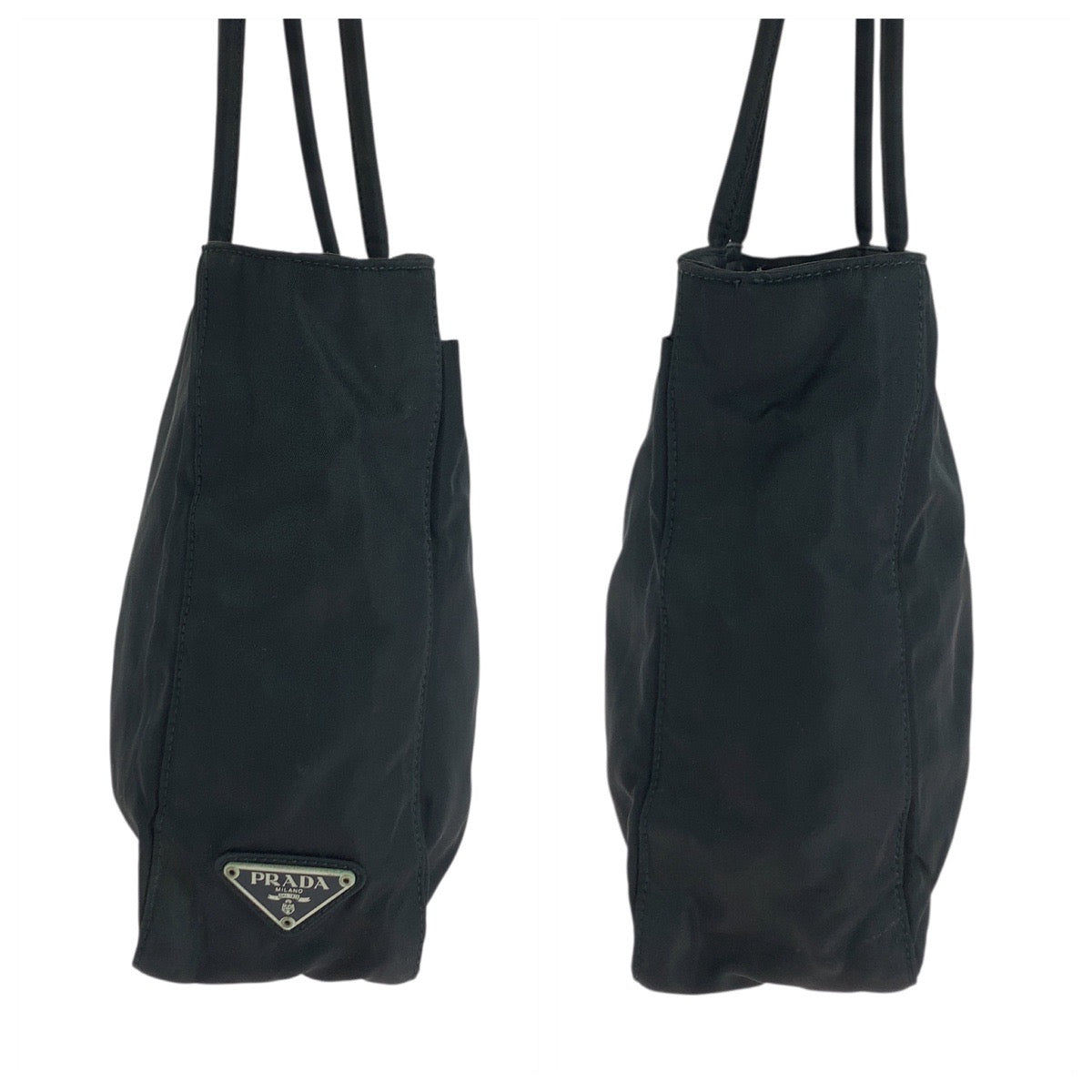 17668
PRADA プラダ テスート 三角ロゴプレート ブラック 黒 シルバー金具 ナイロン トートバッグ ショルダーバッグ  レディース ABP32