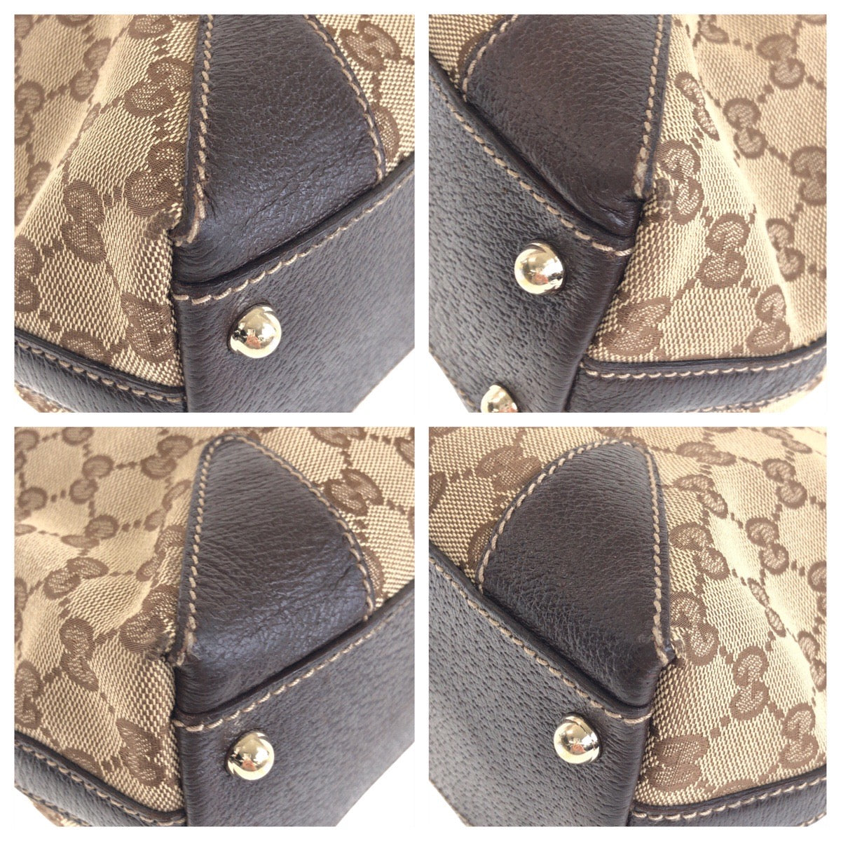 17669
GUCCI グッチ ベージュ ブラウン ゴールド金具 GGキャンバス / レザー 153024 トートバッグ ショルダーバッグ  レディース AB39