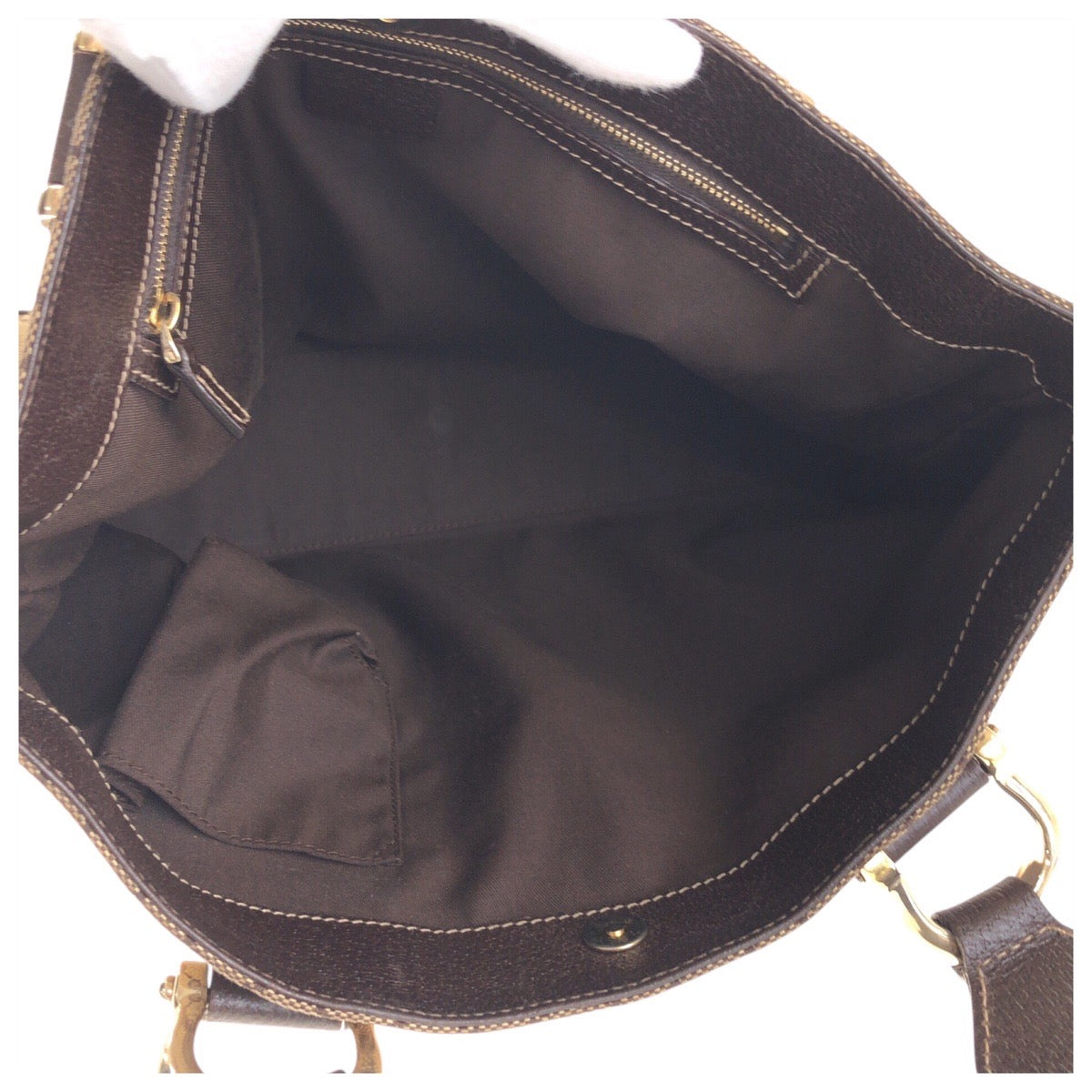 17669
GUCCI グッチ ベージュ ブラウン ゴールド金具 GGキャンバス / レザー 153024 トートバッグ ショルダーバッグ  レディース AB39
