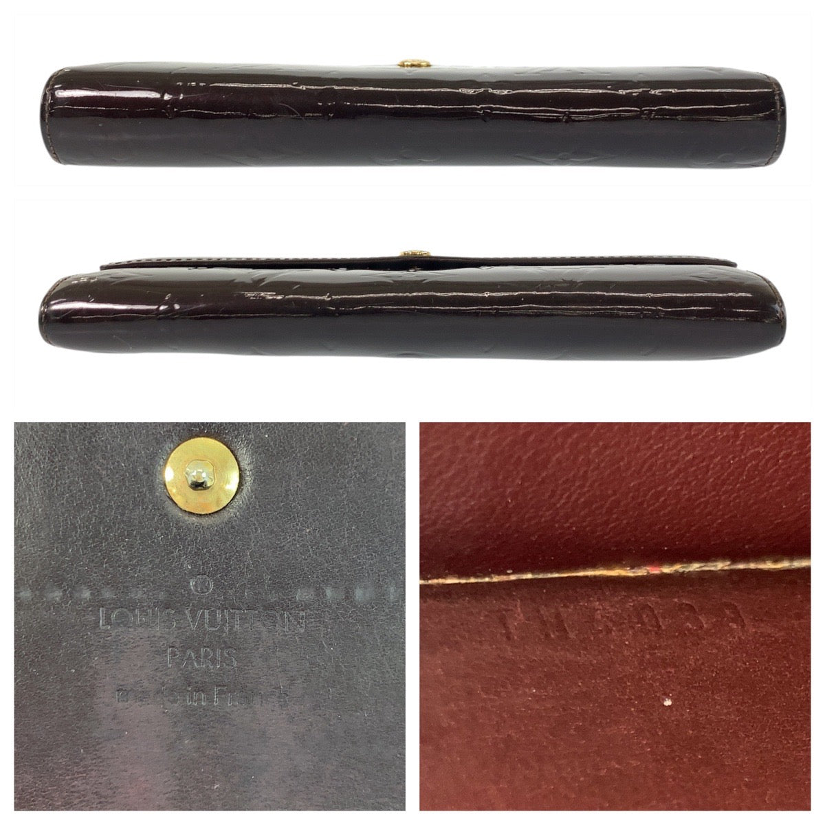 17675
LOUIS VUITTON ルイヴィトン ヴェルニ ポルトフォイユ サラ アマラント ボルドー ゴールド金具 パテントレザー M93524 長財布 ロングウォレット  レディース