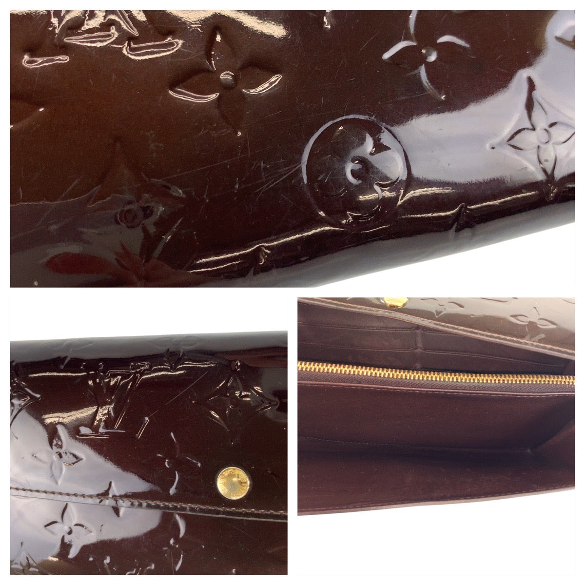 17675
LOUIS VUITTON ルイヴィトン ヴェルニ ポルトフォイユ サラ アマラント ボルドー ゴールド金具 パテントレザー M93524 長財布 ロングウォレット  レディース