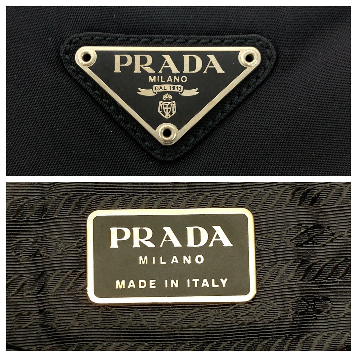 17684
PRADA プラダ テスート 三角ロゴプレート ブラック 黒 シルバー金具 ナイロン トートバッグ ショルダーバッグ  レディース A45
