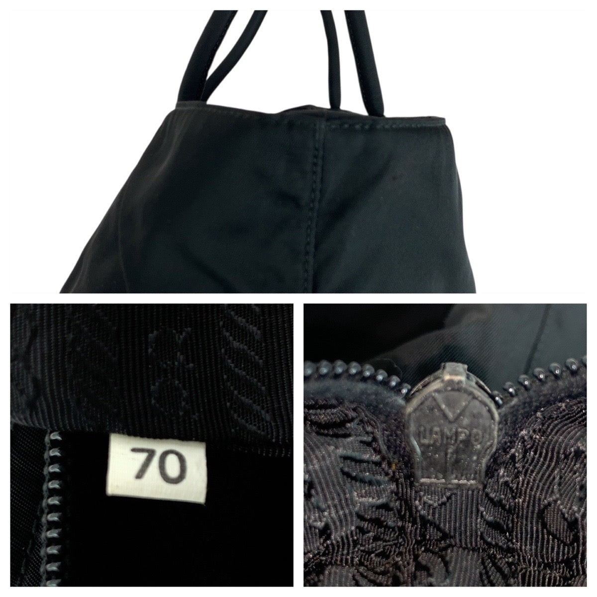 17684
PRADA プラダ テスート 三角ロゴプレート ブラック 黒 シルバー金具 ナイロン トートバッグ ショルダーバッグ  レディース A45