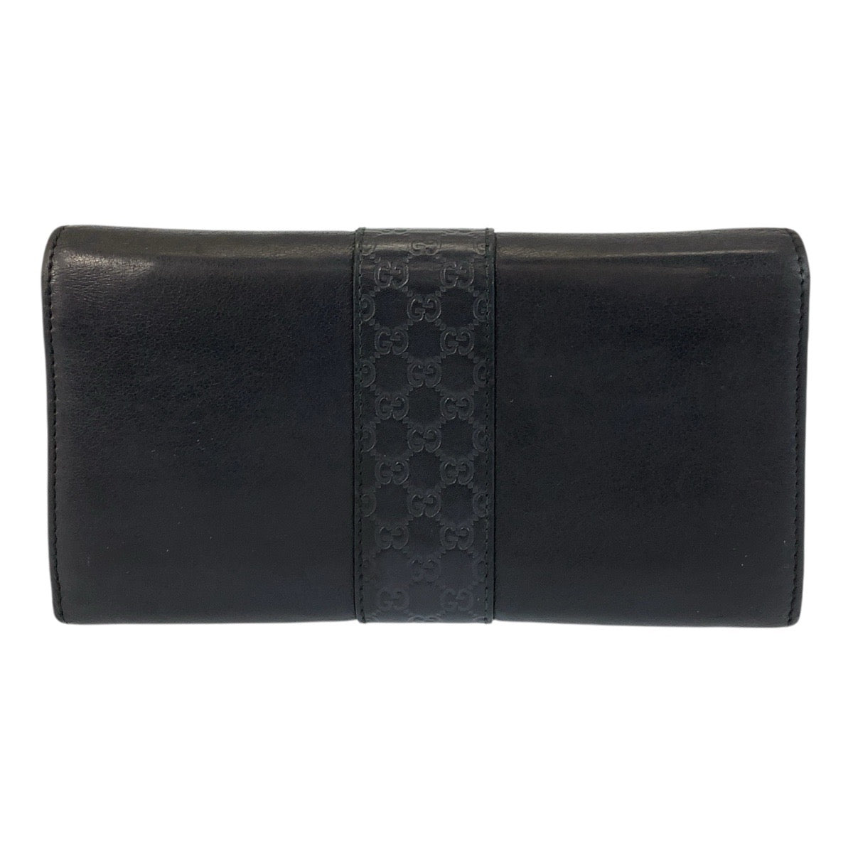 17686
GUCCI グッチ マイクログッチシマ ブラック 黒 ゴールド金具 レザー 233028 長財布 ロングウォレット  レディース