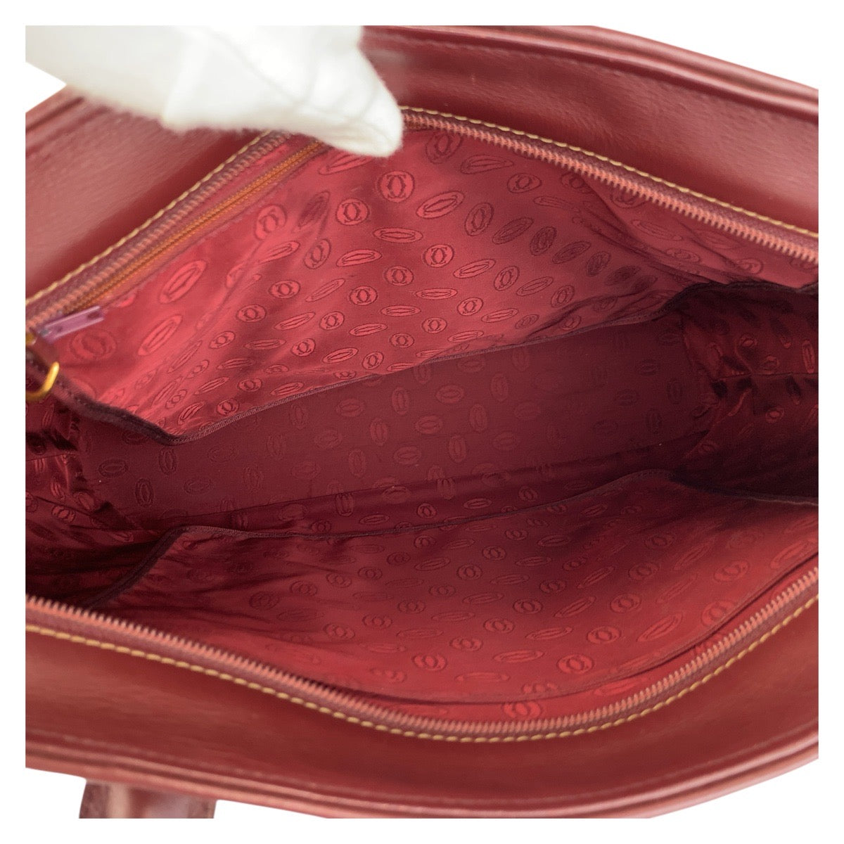 17691
CARTIER カルティエ マストライン ボルドー ゴールド金具 レザー トートバッグ ショルダーバッグ  レディース