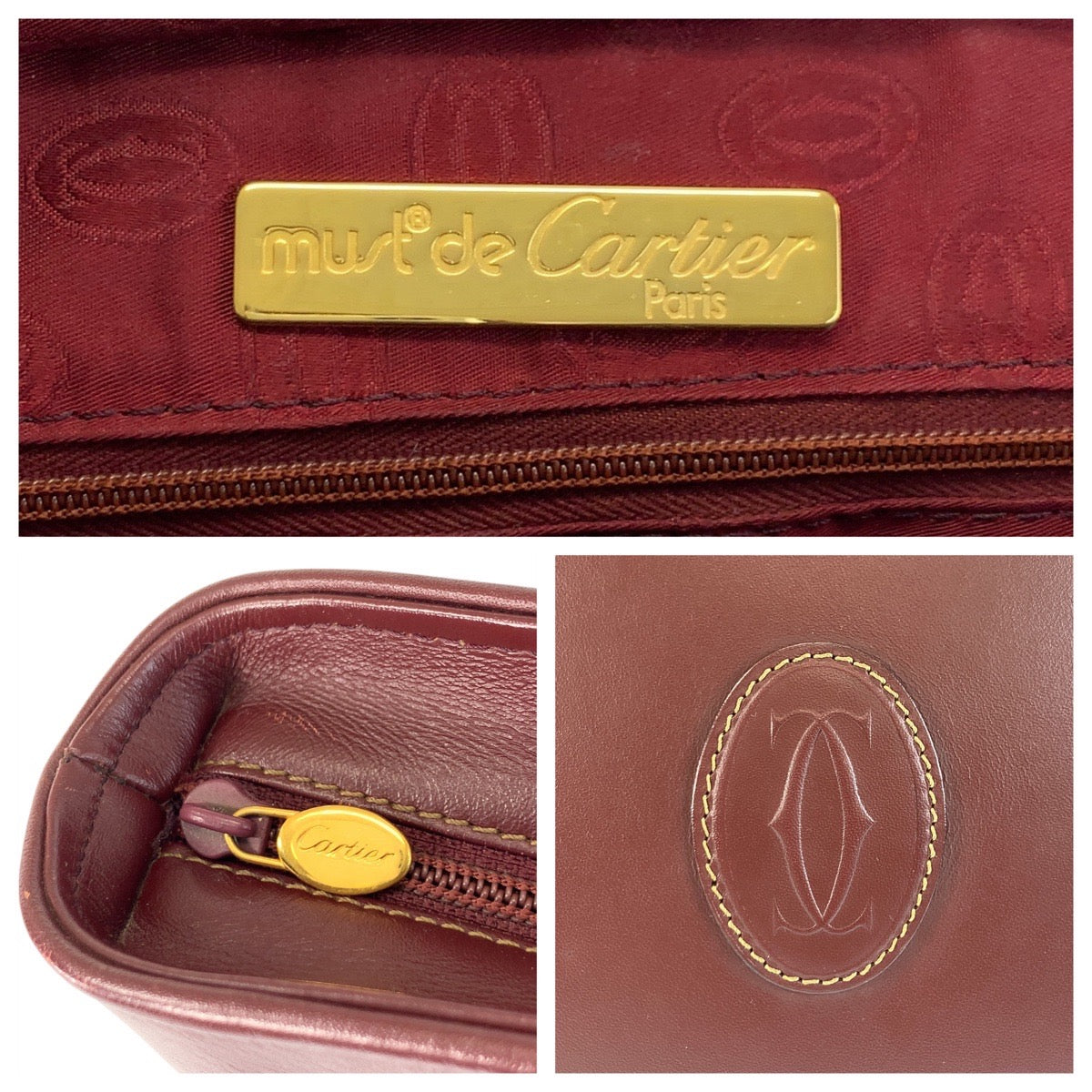 17691
CARTIER カルティエ マストライン ボルドー ゴールド金具 レザー トートバッグ ショルダーバッグ  レディース