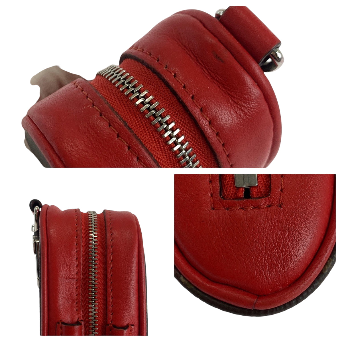 17692
LOUIS VUITTON ルイヴィトン モノグラム ゴルフ アンドリュース 男女兼用 ルージュ ブラウン レッド シルバー金具 PVC ゴルフボールポーチ  メンズ