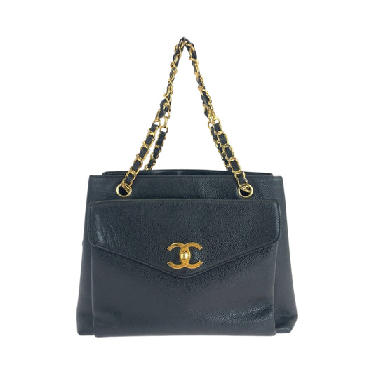 17693
CHANEL シャネル ココマーク ブラック 黒 ゴールド金具 レザー トートバッグ チェーンショルダーバッグ レディース ABP178