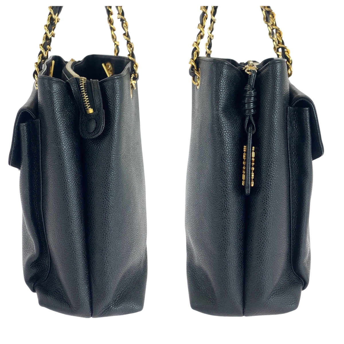 17693
CHANEL シャネル ココマーク ブラック 黒 ゴールド金具 レザー トートバッグ チェーンショルダーバッグ レディース ABP178