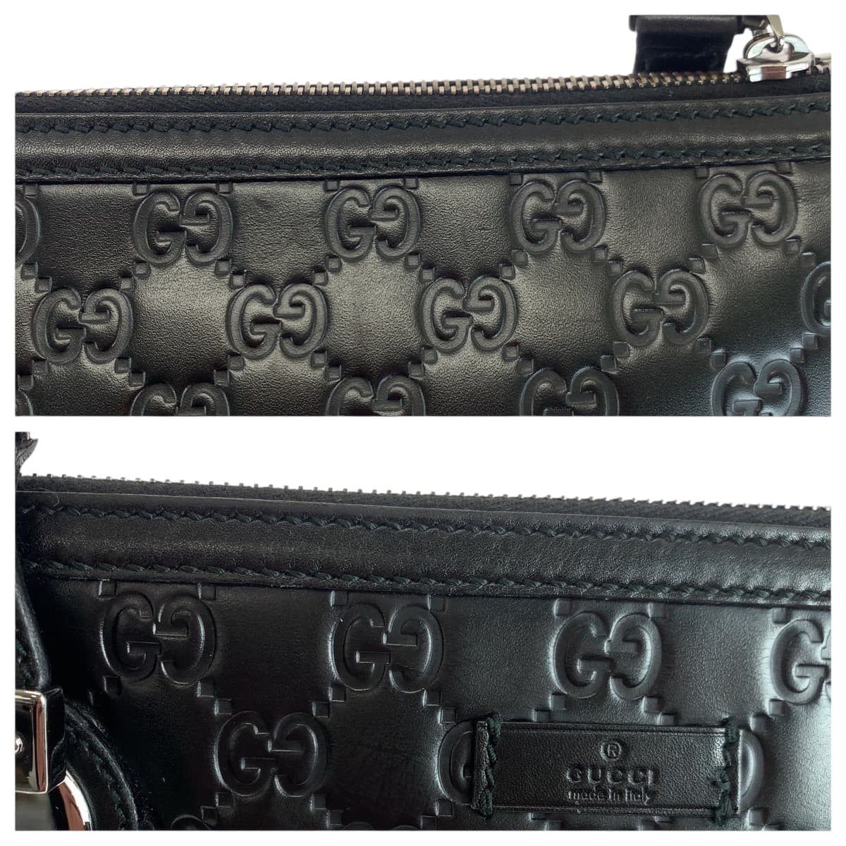 17696
GUCCI グッチ グッチシマ ブラック 黒 シルバー金具 レザー 152600 セカンドバッグ クラッチバッグ  メンズ A54