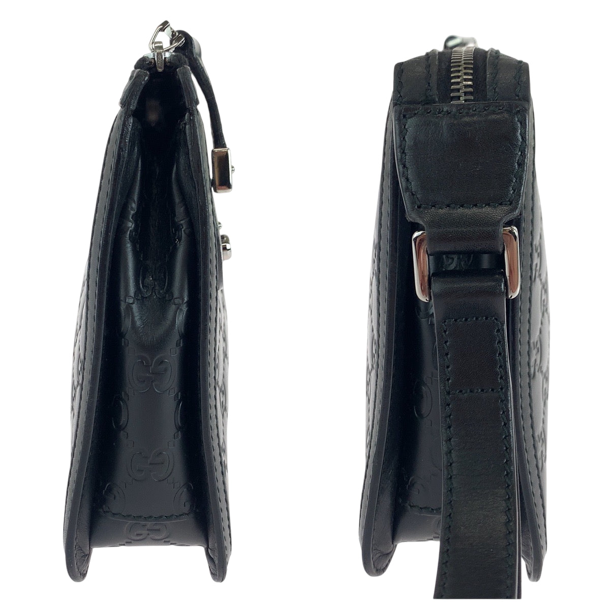 17696
GUCCI グッチ グッチシマ ブラック 黒 シルバー金具 レザー 152600 セカンドバッグ クラッチバッグ  メンズ A54