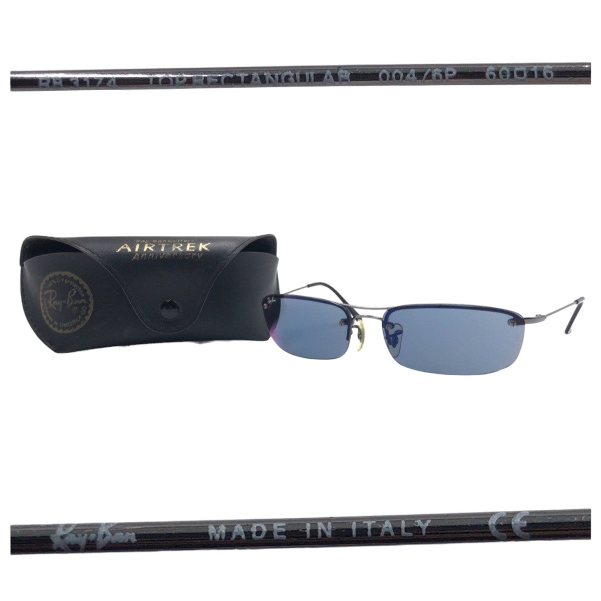 17704
Ray-Ban レイバン TOP RECTANGULAR シルバー ブラック ブルー メタル RB3174 60□16 サングラス 男女兼用 スクエア  メンズ AB9