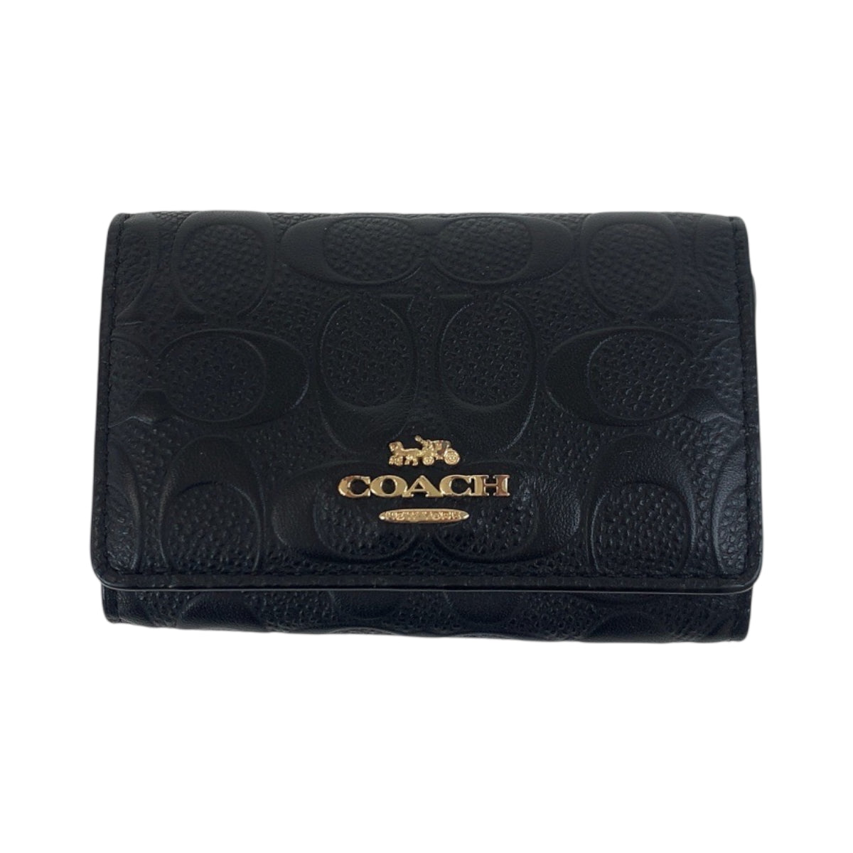 17716
COACH コーチ シグネチャー ロゴ ブラック 黒 ゴールド金具 レザー キーケース 男女兼用  レディース ABP9