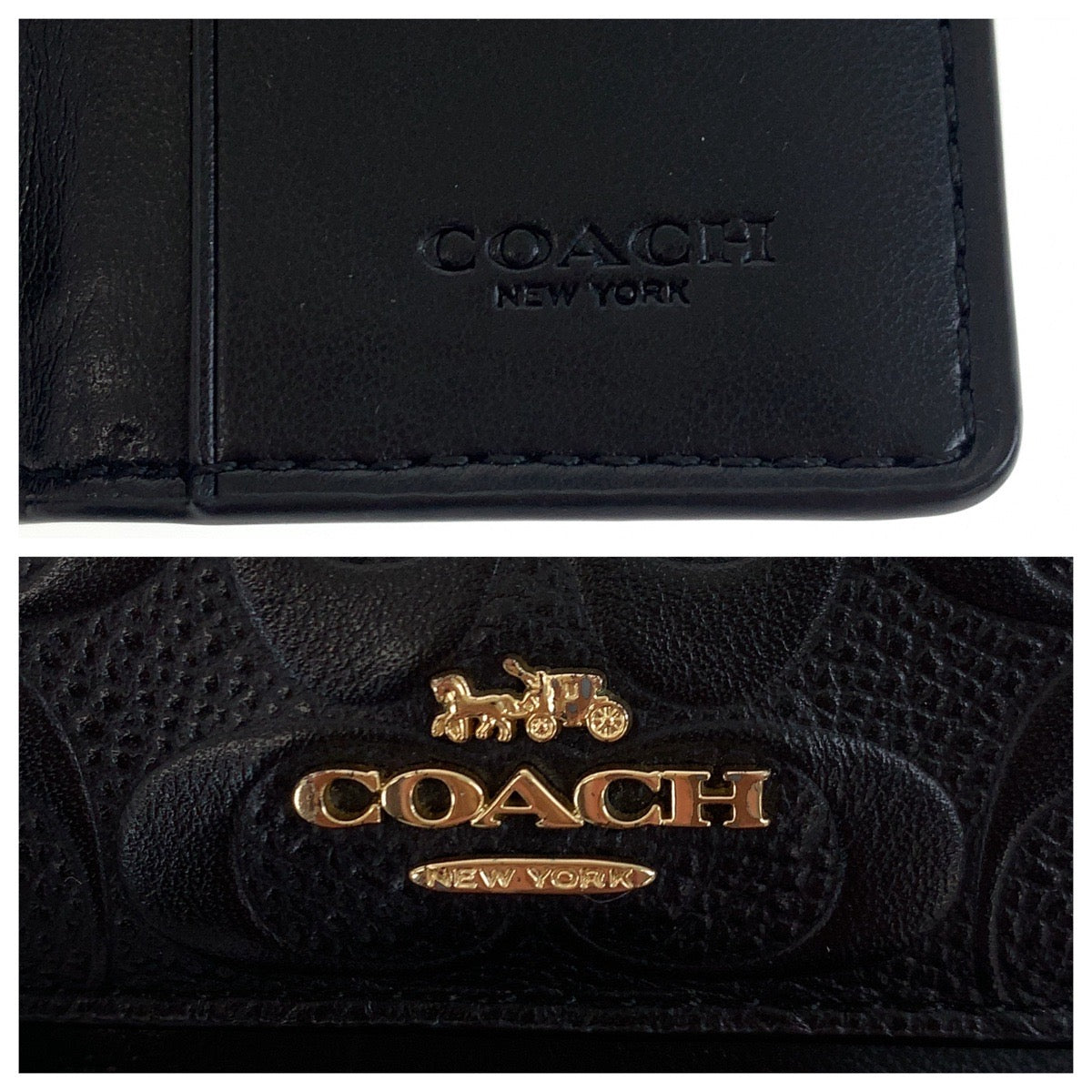 17716
COACH コーチ シグネチャー ロゴ ブラック 黒 ゴールド金具 レザー キーケース 男女兼用  レディース ABP9