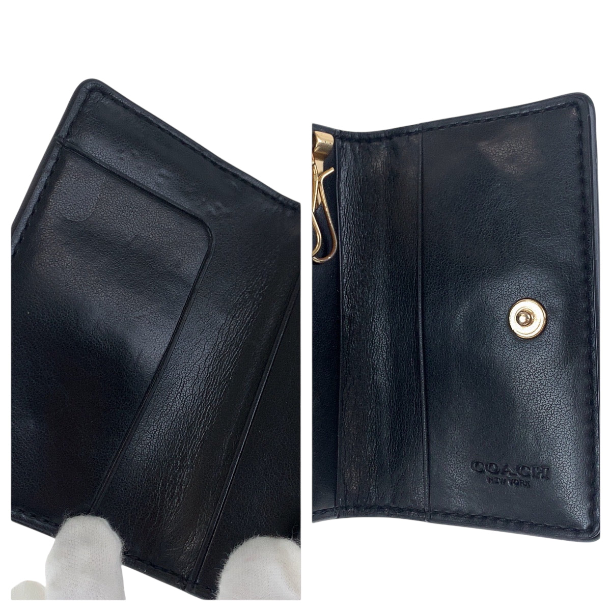 17716
COACH コーチ シグネチャー ロゴ ブラック 黒 ゴールド金具 レザー キーケース 男女兼用  レディース ABP9