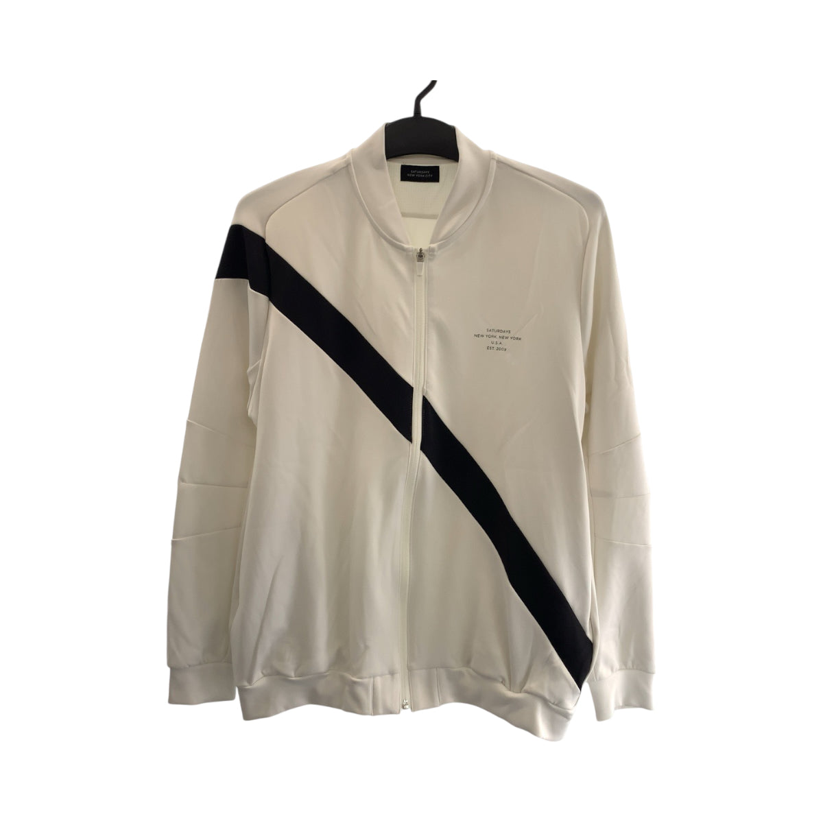 17720
SATURDAYS NEW YORK CITY サタデーズ ニューヨーク シティ Origins DN JP Light Sweat サイズXL ホワイト ブラック シルバー金具 ポリエステル BGM 12040 A ジャージ パーカー  メンズ A14